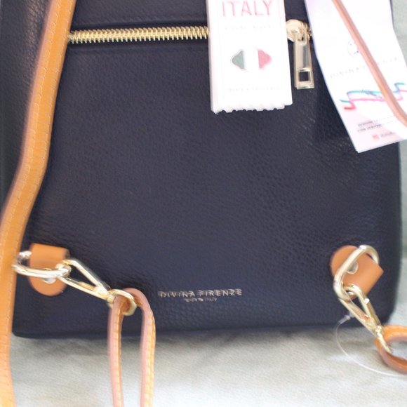 NWT Divina Firenze Pebble Leather Handbag Backpack Backp Made In Italy main image 9